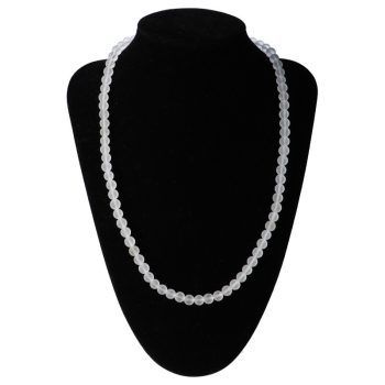 Hegyikristály nyaklánc matt golyós 6 mm 50 cm-es