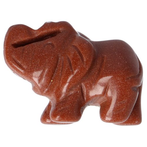 Elefánt, aranykő barna, faragott figura, 25 mm