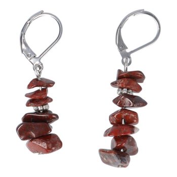   Fülbevaló törmelékkőből, breccsajáspis, köztes dísszel