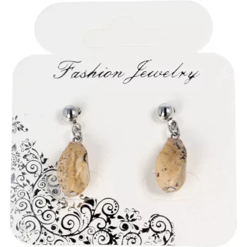 Fülbevaló, képjáspis, csavart 
forma