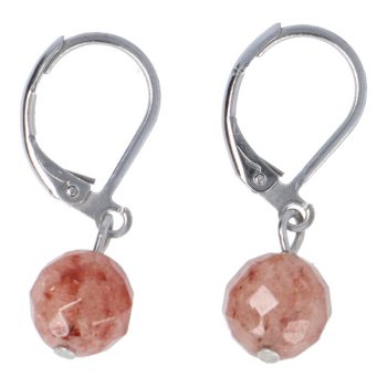 Fülbevaló, golyós, 1 db-os, fazettált eperkvarc