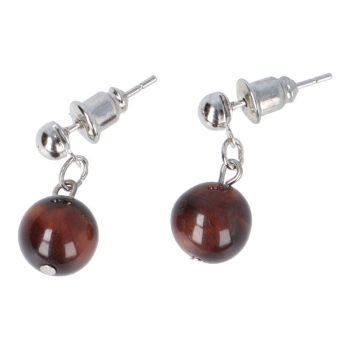 Fülbevaló, golyós, 1 db-os, piros tigrisszem