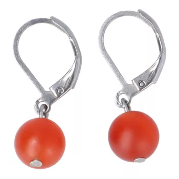 Fülbevaló, golyós, 1 db-os, karneol, matt