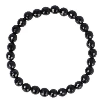 Turmalin karkötő fekete fazettált golyós 6 mm