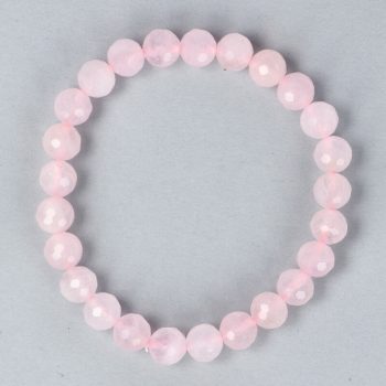 Rózsakvarc karkötő "A" fazettált golyós 8 mm 