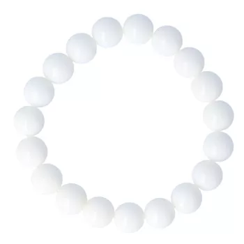 Festett jáde karkötő fehér golyós 10 mm