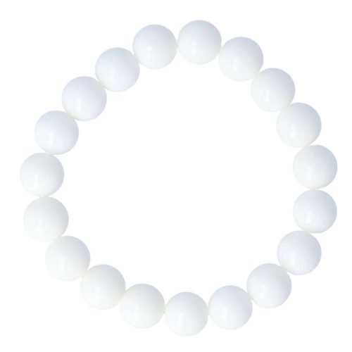 Festett jáde karkötő fehér golyós 10 mm