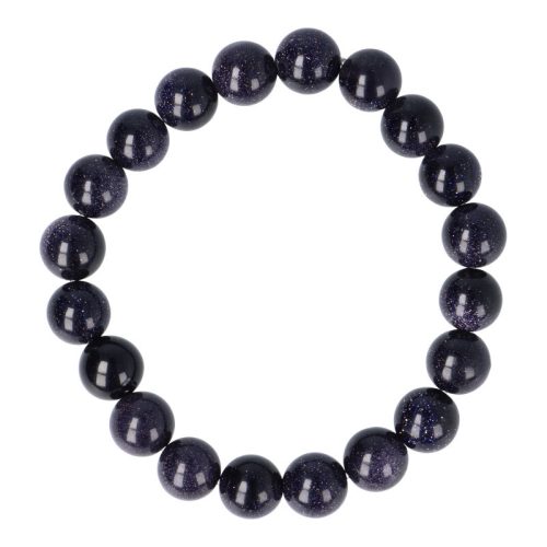 Aranykő, kék, golyós, 10 mm, karkötő