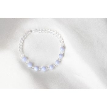 Hegyikristály karkötő 4 mm-es, 6 mm-es kalcedonnal