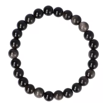 Ezüst obszidián karkötő golyós 8 mm
