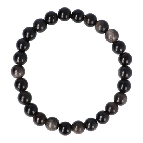 Ezüst obszidián karkötő golyós 8 mm