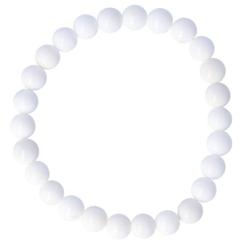 Festett jáde karkötő fehér golyós 8 mm