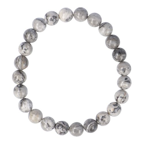 Szürke képjáspis karkötő golyós 8 mm