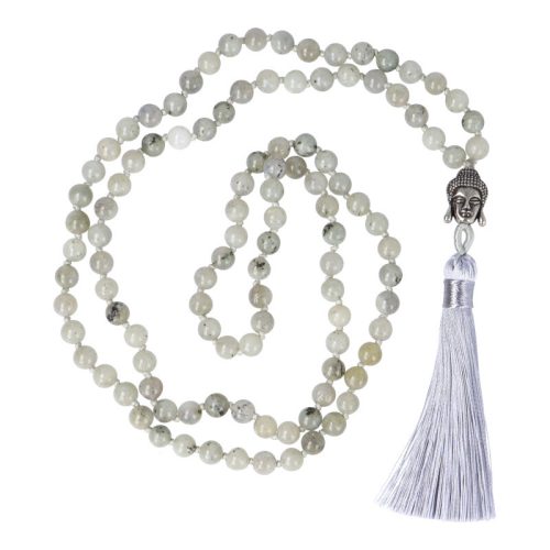 Labradorit mala nyaklánc Buddha fejjel bojtos