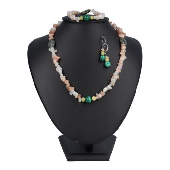   Nőnek lenni jó - Holdkő, törmelékköves szett rózsakvarccal, malachittal, krizoprázzal, szerpentinnel