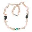 Nőnek lenni jó - Holdkő, törmelékköves nyaklánc rózsakvarccal, malachittal, krizoprázzal, szerpentinnel