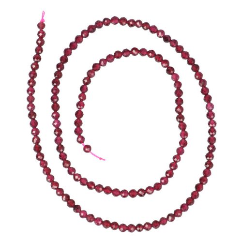 Gránát, fazettált alapanyagszál, golyós, 2,5-3 mm, kb. 39 cm