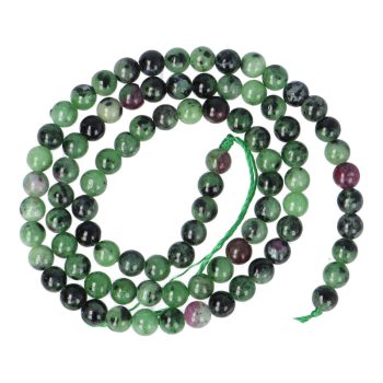   Rubinos zoizit "AA" alapanyagszál, golyós, 4 mm, kb. 38 cm