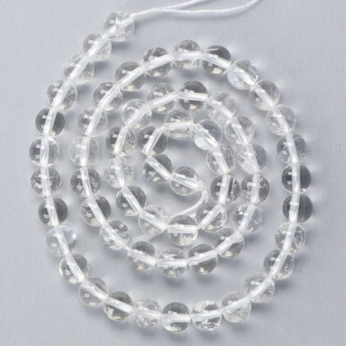 Hegyikristály alapanyagszál, golyós, 6-7 mm, kb. 38 cm