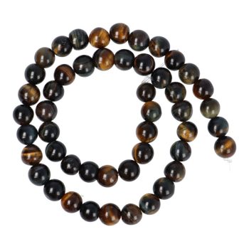   Sólyomszemes tigrisszem alapanyagszál, golyós, 8 mm, kb. 38 cm