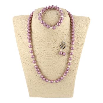   Shell pearl, matt, világoslila, 8 mm-es, tenyésztett gyönggyel, szett 