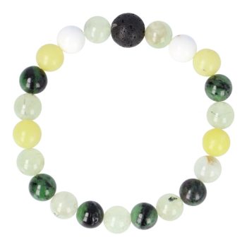 Fogyókúra, prehnit és rubinos zoizittal, női  karkötő