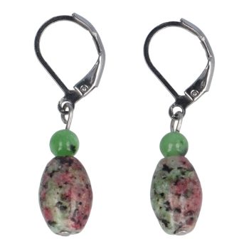 Rubinos zoizit rizs és golyós fülbevaló