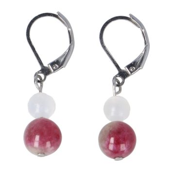 Dinnye turmalin és szelenit egyedi fülbevaló