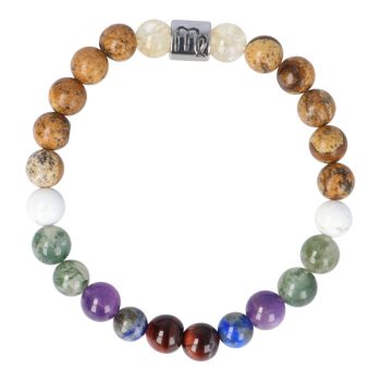   Szűz horoszkóp, férfi karkötő, howlittal, nemesacél köztes dísszel