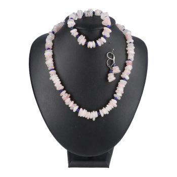   Rózsakvarc, kerekített, lapos törmelékköves szett, lápisszal 