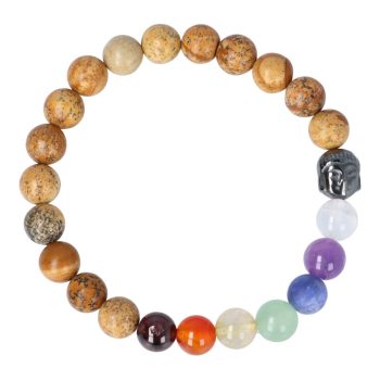 Csakra karkötő buddha golyós 8 mm képjáspis