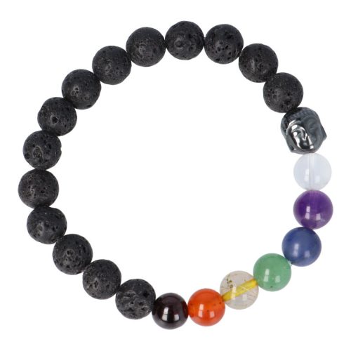 Csakra karkötő buddha golyós 8 mm lávakő 