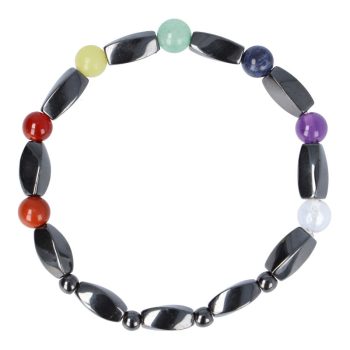 Csakra karkötő, csavart hematit, mágneses