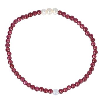   Mozambiki gránát, 3 mm-es és 3 db kis tenyésztett gyöngy karkötő