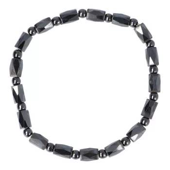 Egyedi, hematit, fazettált, mágneses 5x8 mm karkötő