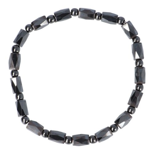 Egyedi, hematit, fazettált, mágneses 5x8 mm karkötő