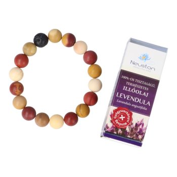   Immunerősítés, matt mokaittal, lávakővel, 10 mm, karkötő