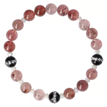 Eperkvarc, ónixos csillogással, golyós, 8 mm, karkötő