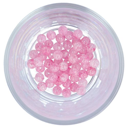 Roppantott üveg golyó, pink, 6 mm