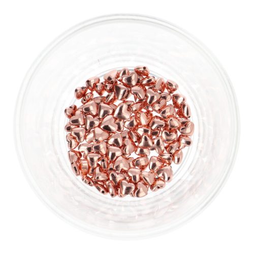 Hematit, szív, rosegold, 6 mm