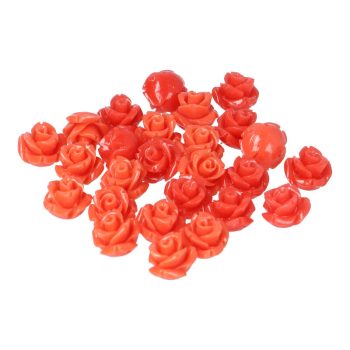 Szintetikus korallvirág, rózsa, korall szín, kb. 10x8 mm