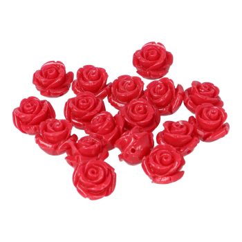 Szintetikus korallvirág, rózsa, piros, kb. 12x7,5 mm