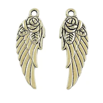   Angyalszárny medál, feles, rózsa mintás, kb. 31x11x4 mm (2 db)