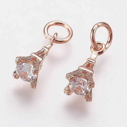 Eiffel-torony, rosegold színű, kővel (1 db)