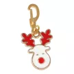 Karácsonyi rénszarvasfej medál, Rudolf, piros, kb. 17x13 mm, karabinerrel