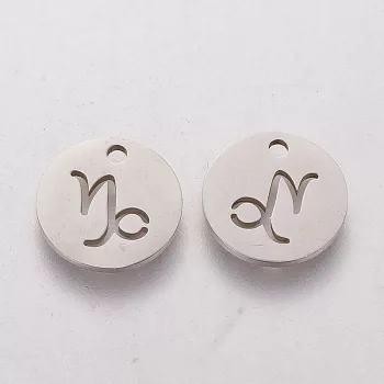 Nemesacél horoszkópos medál, Bak, kb. 12 mm (1 db)