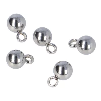 Nemesacél golyó medál, kb. 9x6 mm (10 db)