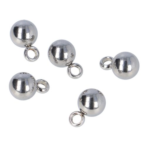 Nemesacél golyó medál, kb. 9x6 mm (10 db)