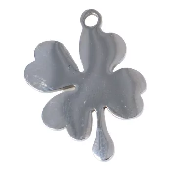   Nemesacél, gravírozható, négylevelű lóhere medál, kb. 25x18 mm (1 db)