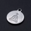 Nemesacél, kerek-lapos, jóga medál, kb. 1,4 cm (1 db)